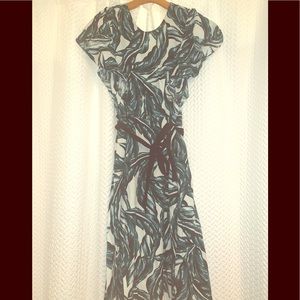 Flutter sleeve belted tropical dress